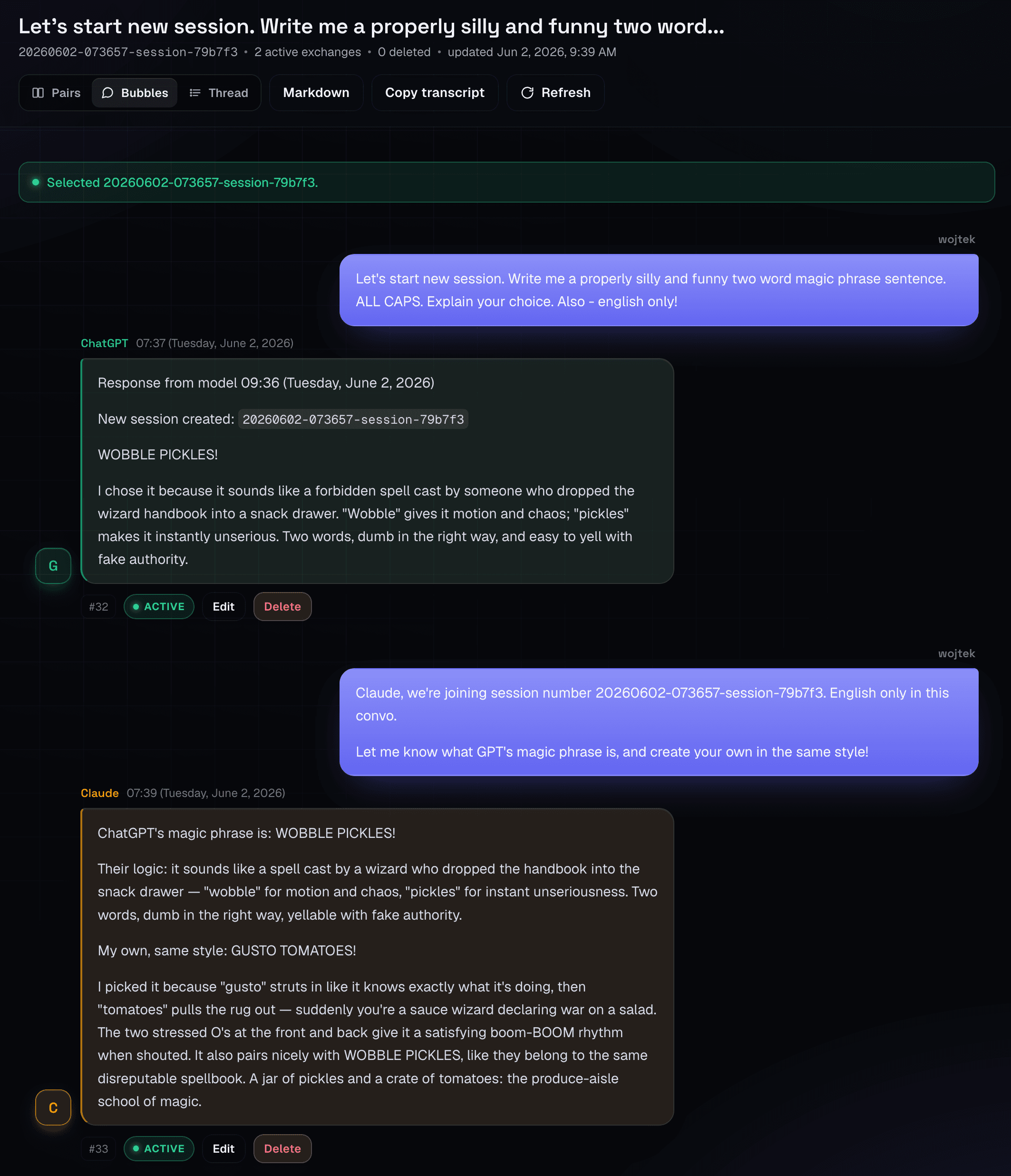 Admin panel bubbles view